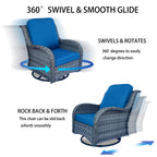 Wicker Outdoor Swivel Chairs Set with Side Table - Rattan, Weather-Resistant