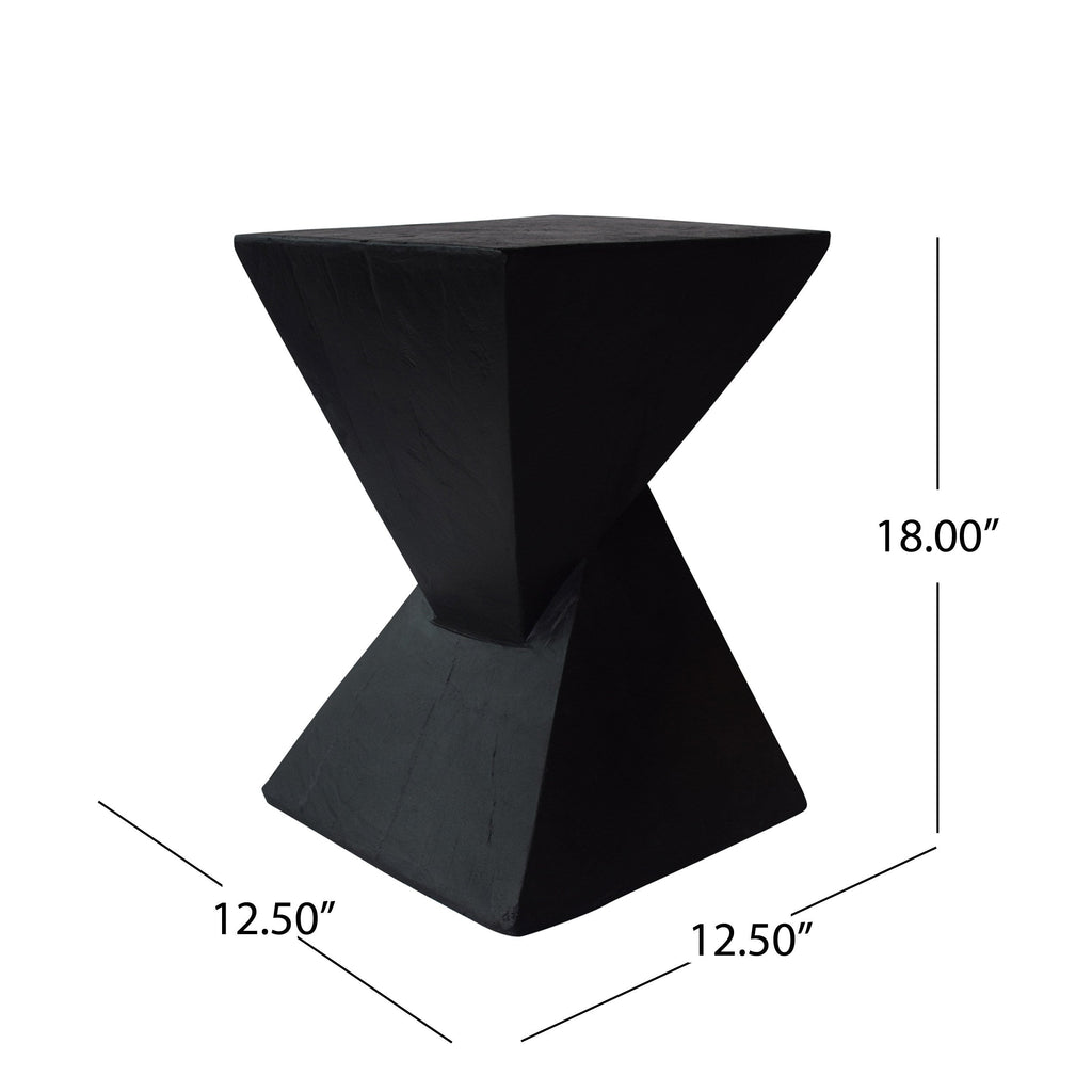 TESS Modern Side Table with Hourglass Design - Black or Natural