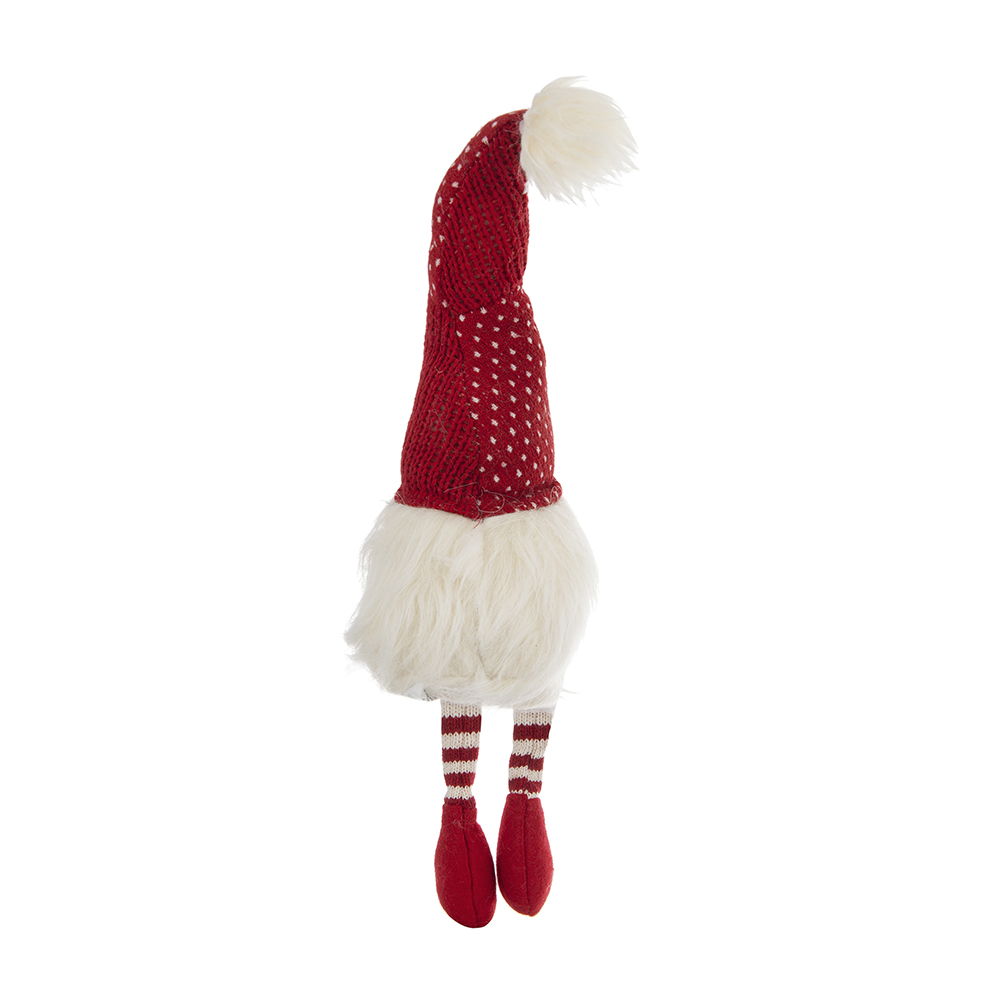 Christmas Gnomes Decorations Set of 2 with Fluffy Beards - White / Red