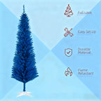 6ft Slim Pencil Artificial Christmas Tree with Full Lush Look - Blue