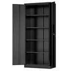 Steel Garage Storage Cabinet with Adjustable Shelves and Lock – Black or White