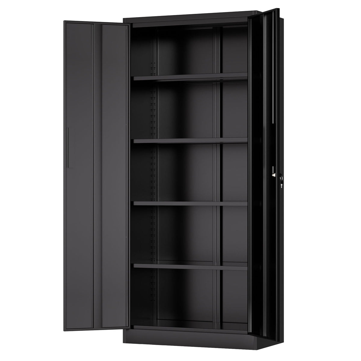 Steel Garage Storage Cabinet with Adjustable Shelves and Lock – Black or White
