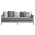 Champagne Gray Sofa with 5 Pillows and Modern Metal Legs