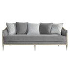 Champagne Gray Sofa with 5 Pillows and Modern Metal Legs