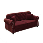 Upholstered Chesterfield Sofa with Nailhead Trim and Rolled Armrests - Fabric