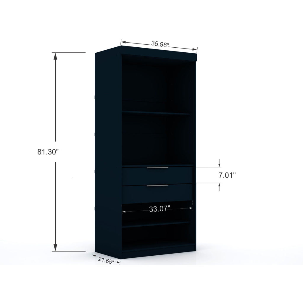 Mulberry Wardrobe Closet with Adjustable Shelving - Dark Brown, Blue, or White