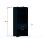 Mulberry Wardrobe Closet with Adjustable Shelving - Dark Brown, Blue, or White