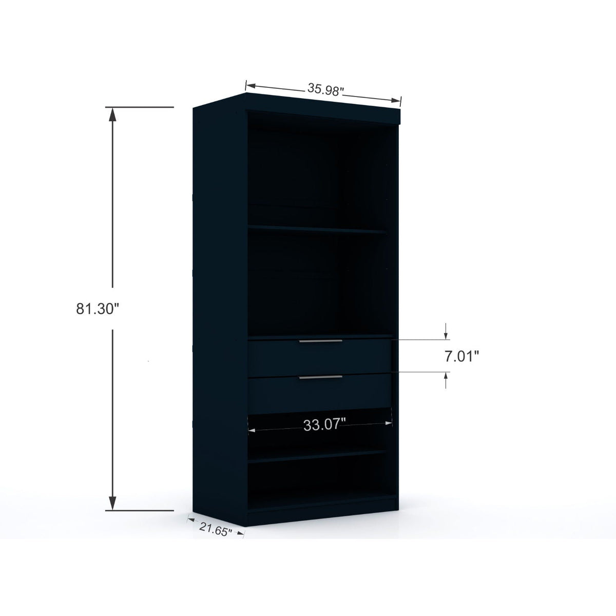 Mulberry Wardrobe Closet with Adjustable Shelving - Dark Brown, Blue, or White
