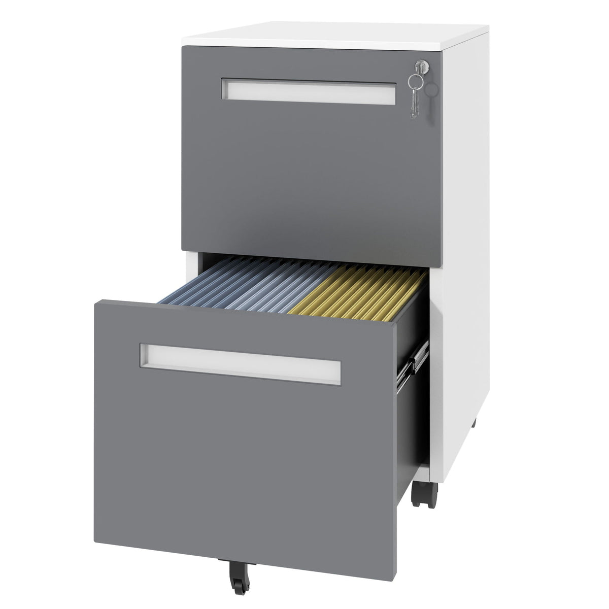 2-Drawer Mobile File Cabinet with Lock - White