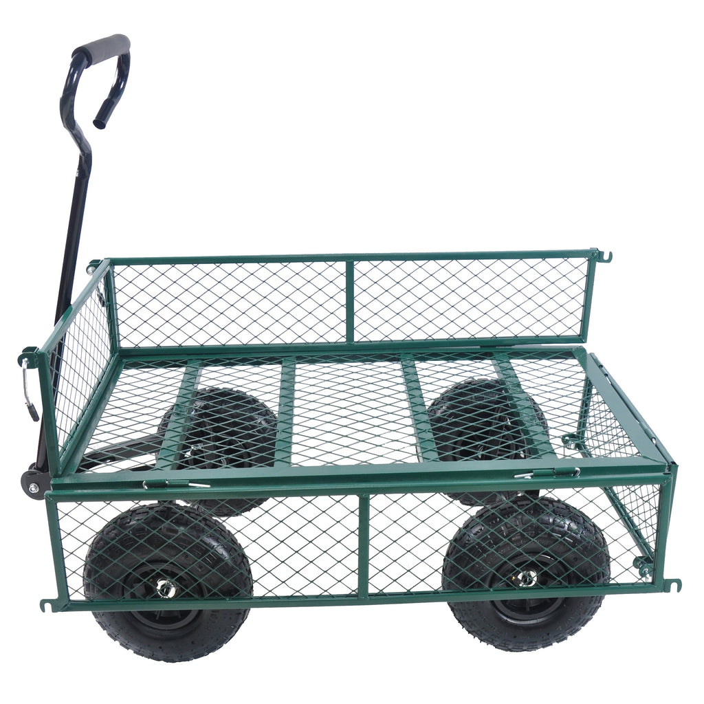 Green Outdoor Wagon Cart with Foldable Steel Frame - 550 lb Capacity