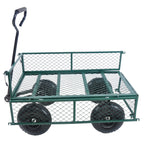 Green Outdoor Wagon Cart with Foldable Steel Frame - 550 lb Capacity