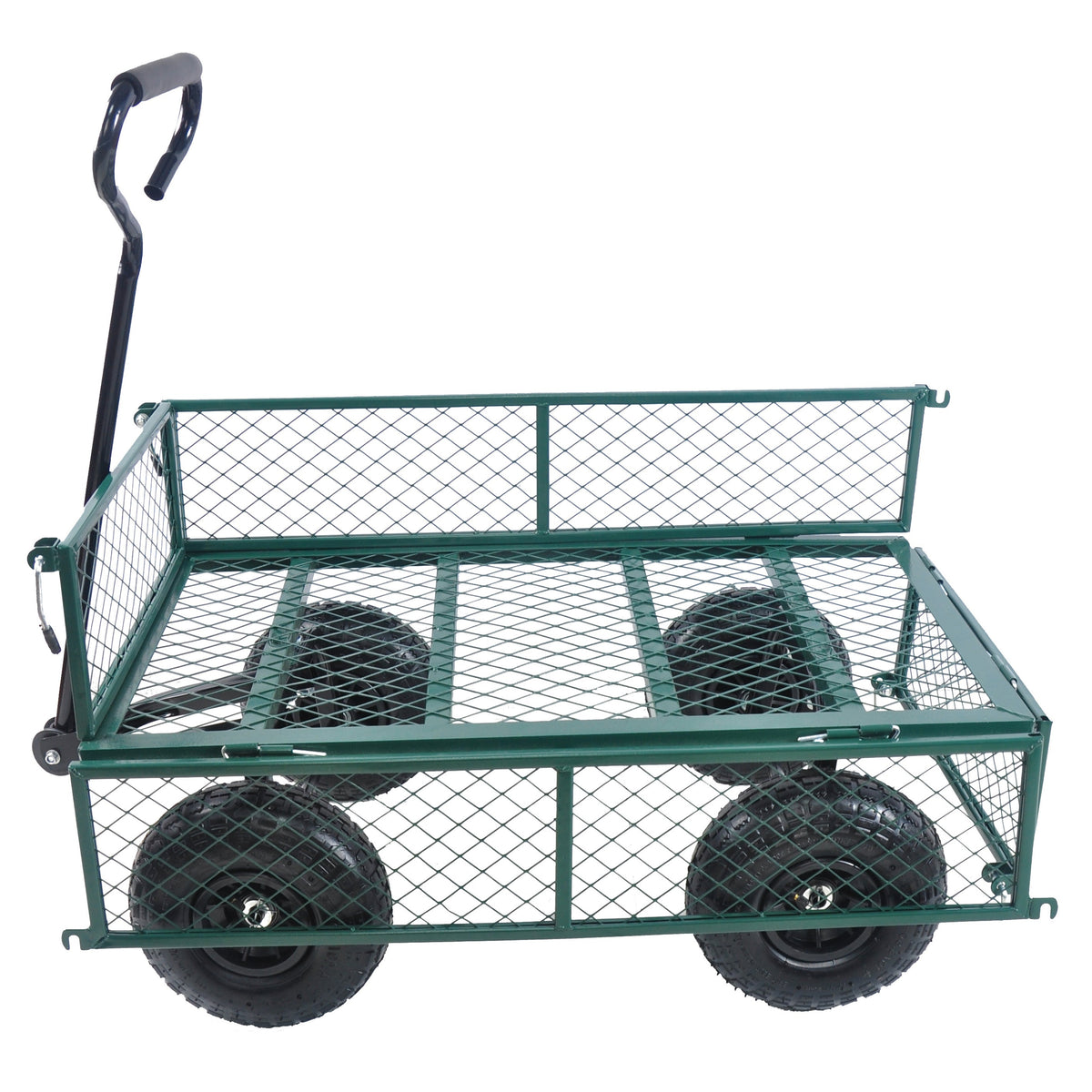 Green Outdoor Wagon Cart with Foldable Steel Frame - 550 lb Capacity