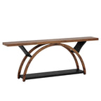 Console Table with 2-Tier Storage and Half Moon Frame - Brown / Black