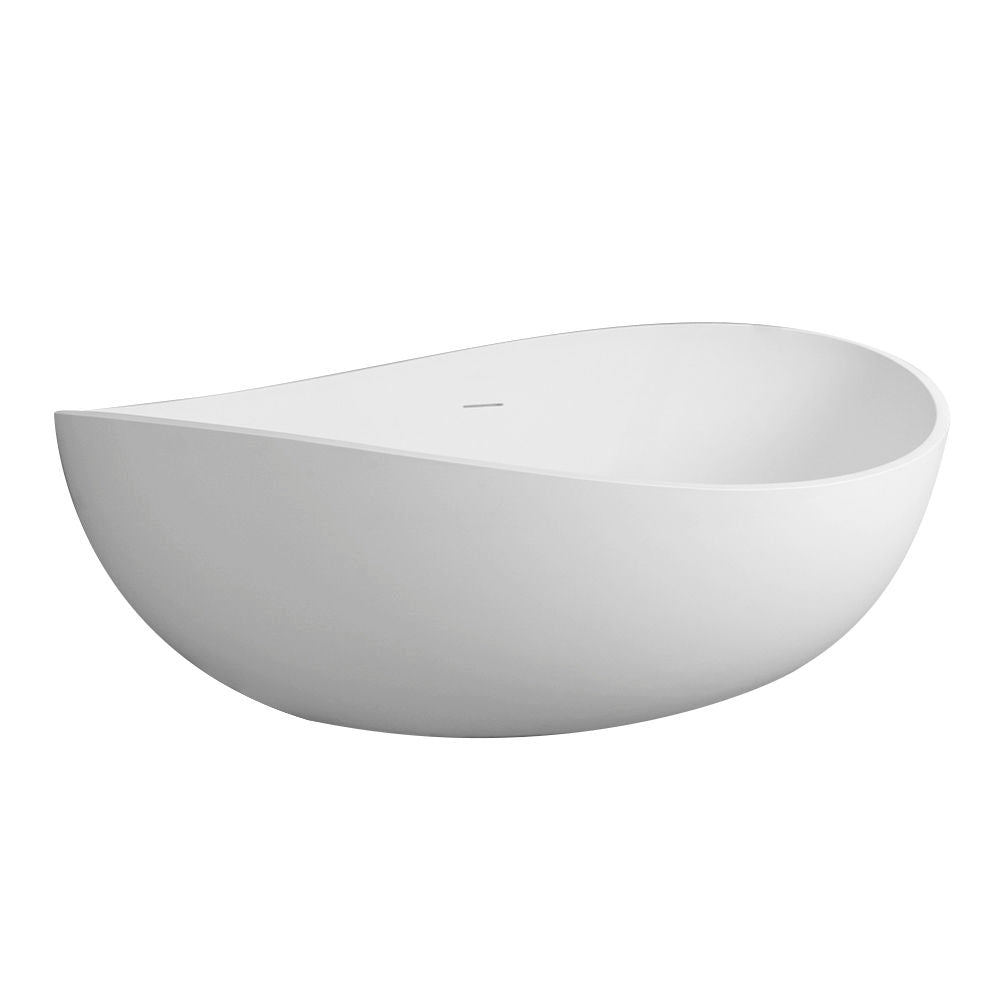 Freestanding Solid Surface Soaking Bathtub with Ergonomic Design – White or Black