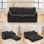 Convertible Sleeper Sofa Bed with Storage and USB/C Charging - Fabric