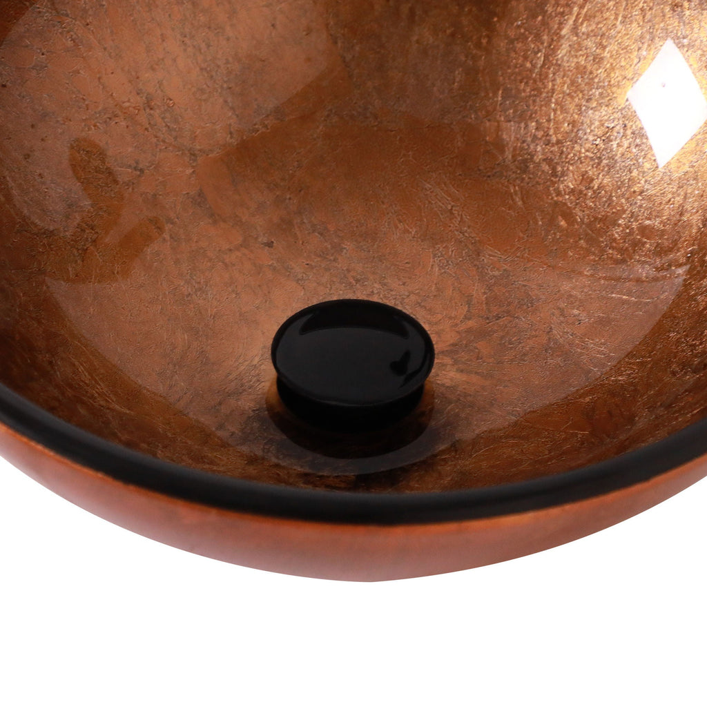 Tempered Glass Vessel Sink with Pop-Up Drain - White, Pearl Silver, Dark Brown, Dark Gray