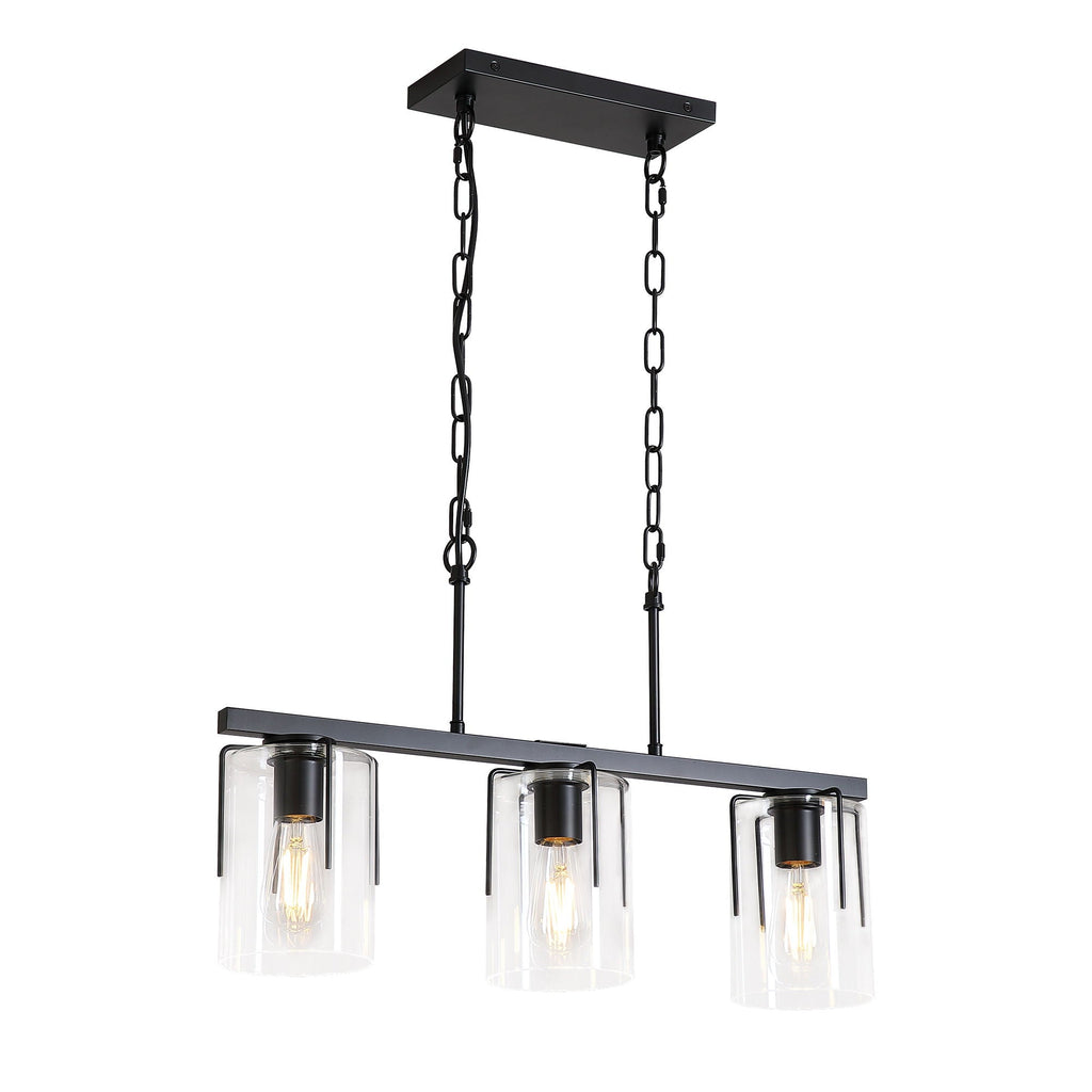 Adjustable Pendant Lighting with Clear Glass Shade - Black or Gold