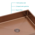 Stainless Steel Bathroom Sink with Pop Up Drain - Rose Gold 19" x 15"