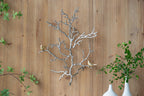 Metal Branch Wall Sculptures with Bird Accents - Silver Multi