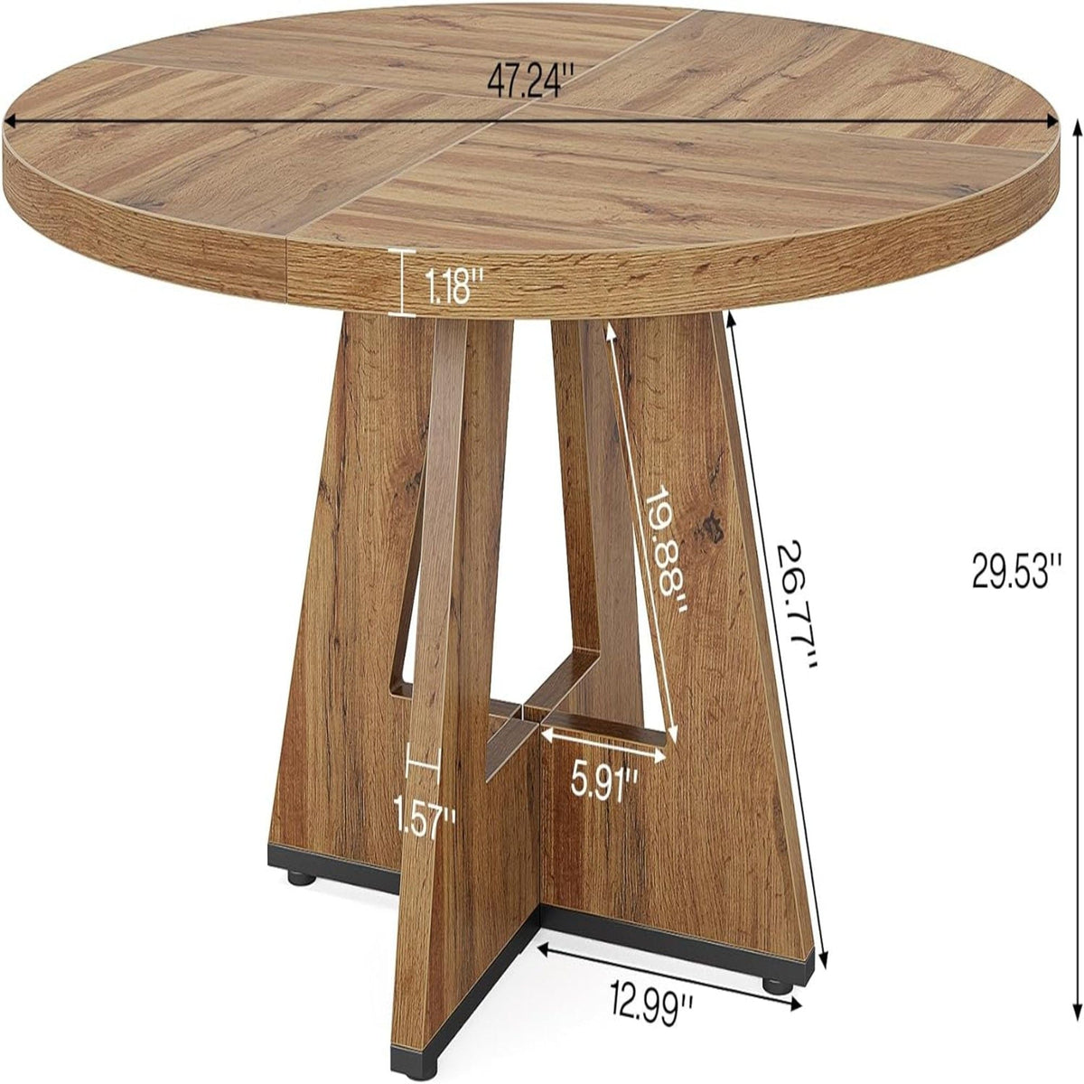 Round Dining Cross Base Kitchen Table with Engineered Wood - Assorted Colors