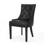 Black Microfiber Dining Chair Set of 2 with Tufted Backrest - Cheney