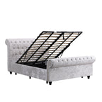 Queen Upholstered Storage Bed with Hydraulic Lift - Beige