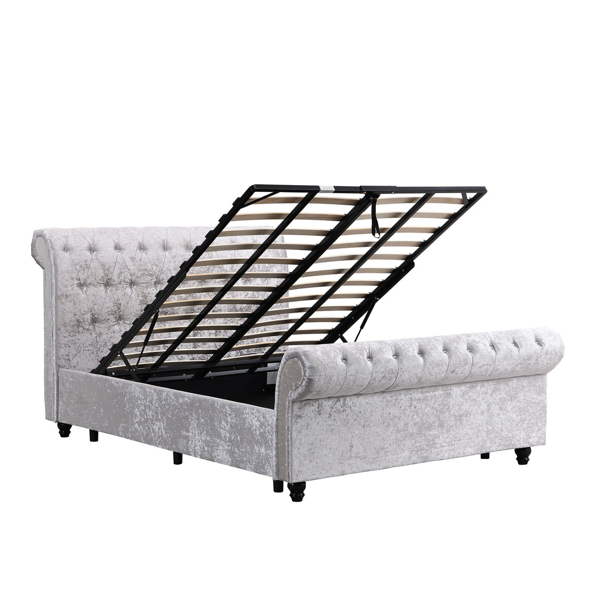 Queen Upholstered Storage Bed with Hydraulic Lift - Beige