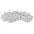 Sectional Sofa with Moveable Ottoman and Modular Design - Multiple Colors