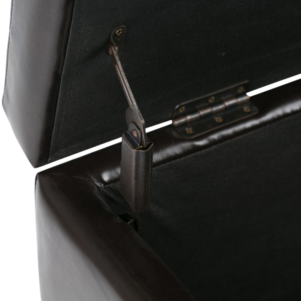 Coffee Brown Storage Ottoman with Safety Hinge - Tufted Detail