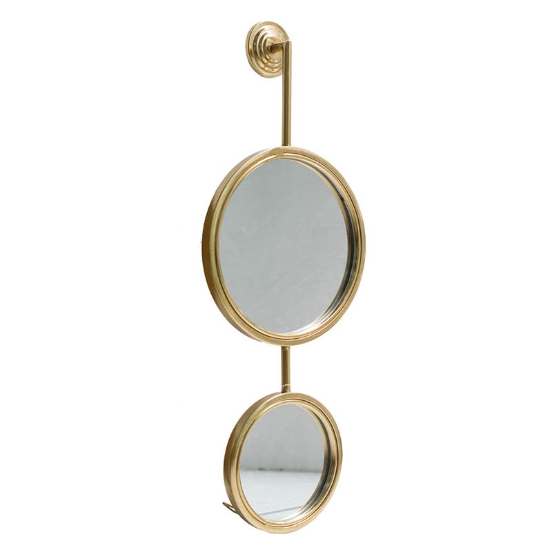 2 Circle Mirrors For Wall Decor in Gold