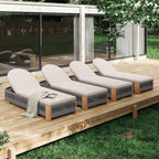 Outdoor Chaise Lounge Chair with Adjustable Backrest and Cushion - Beige