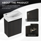 Modern Bathroom Vanity with Ceramic Basin and Storage Cabinet - Light Brown, Black, or White