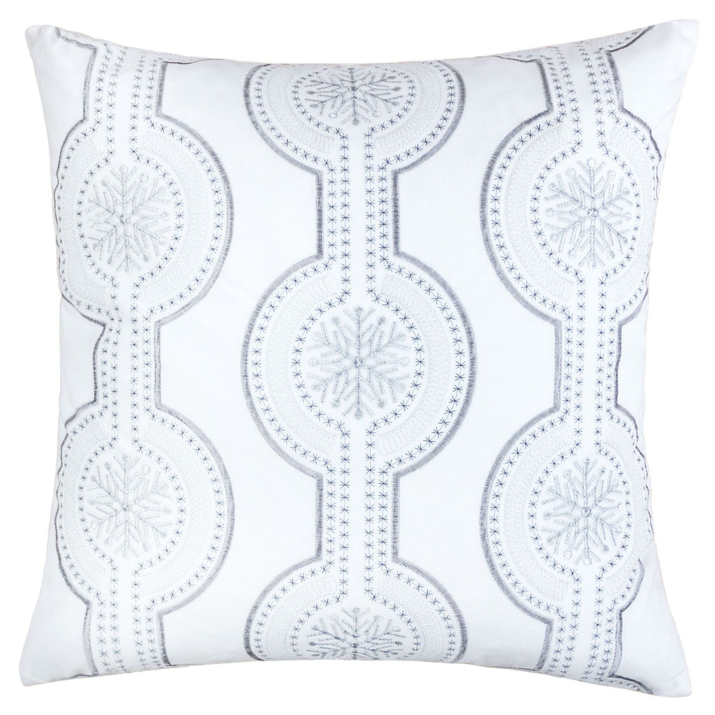 Holiday Throw Pillow with Snowflake Embroidery - 20x20 Inch