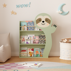 Sloth Kids Bookshelf with Front-Facing Book Display - Multi-Color MDF