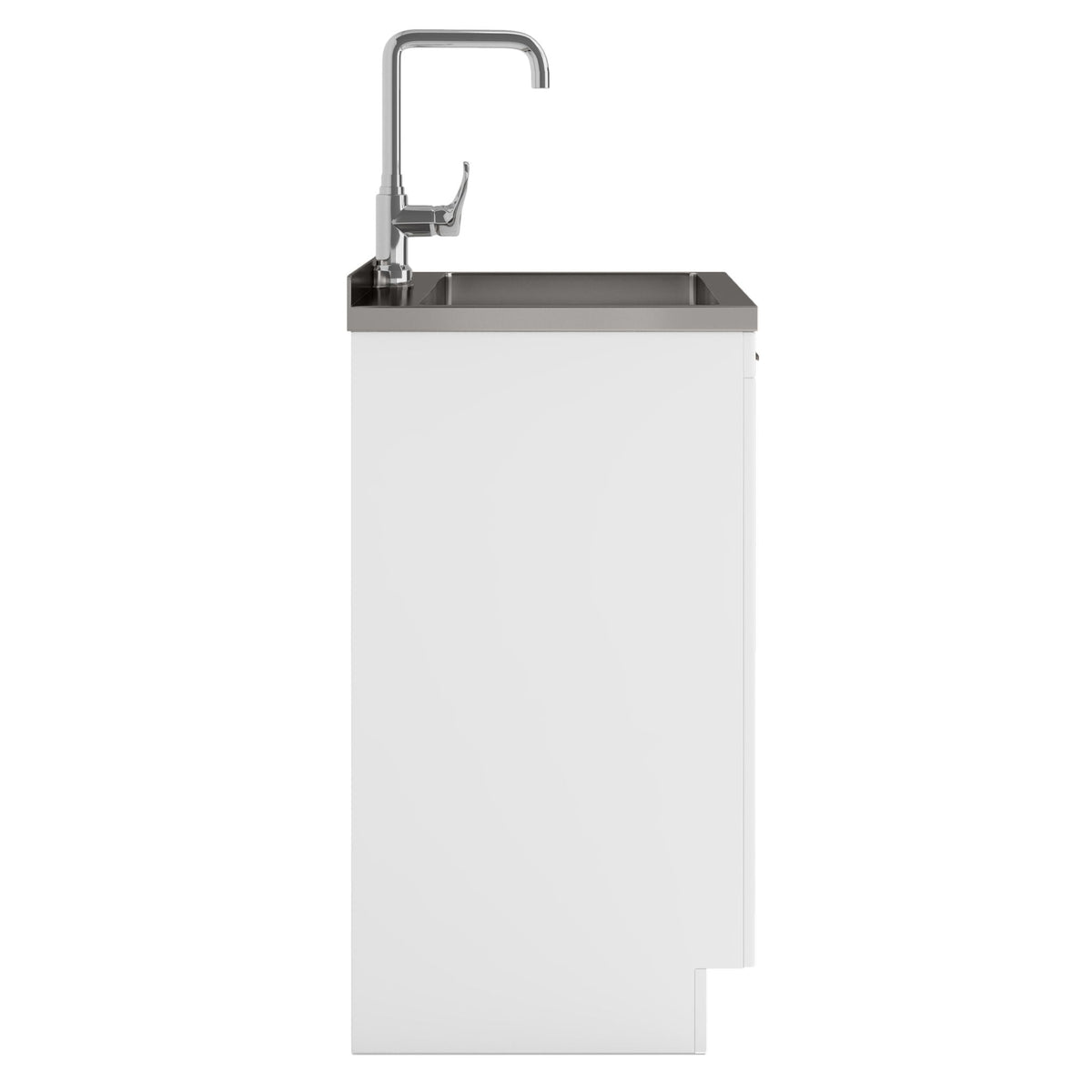 Laundry Cabinet with Stainless Steel Sink and Faucet - White