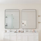 Rectangular Metal Framed Wall Mirror with Modern Design - Black