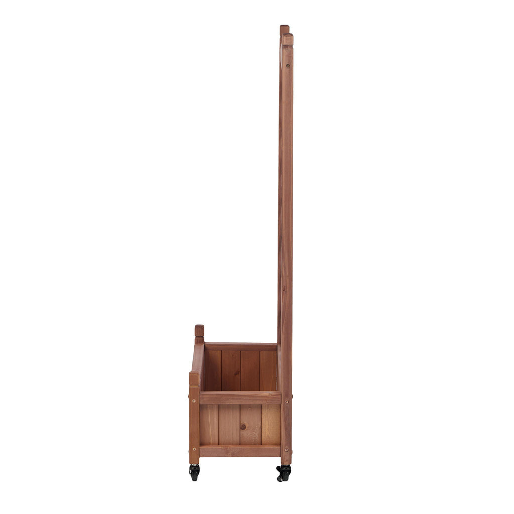 Raised Garden Bed with Trellis 2 Pack – Solid Wood Planter & Plant Stand, Brown