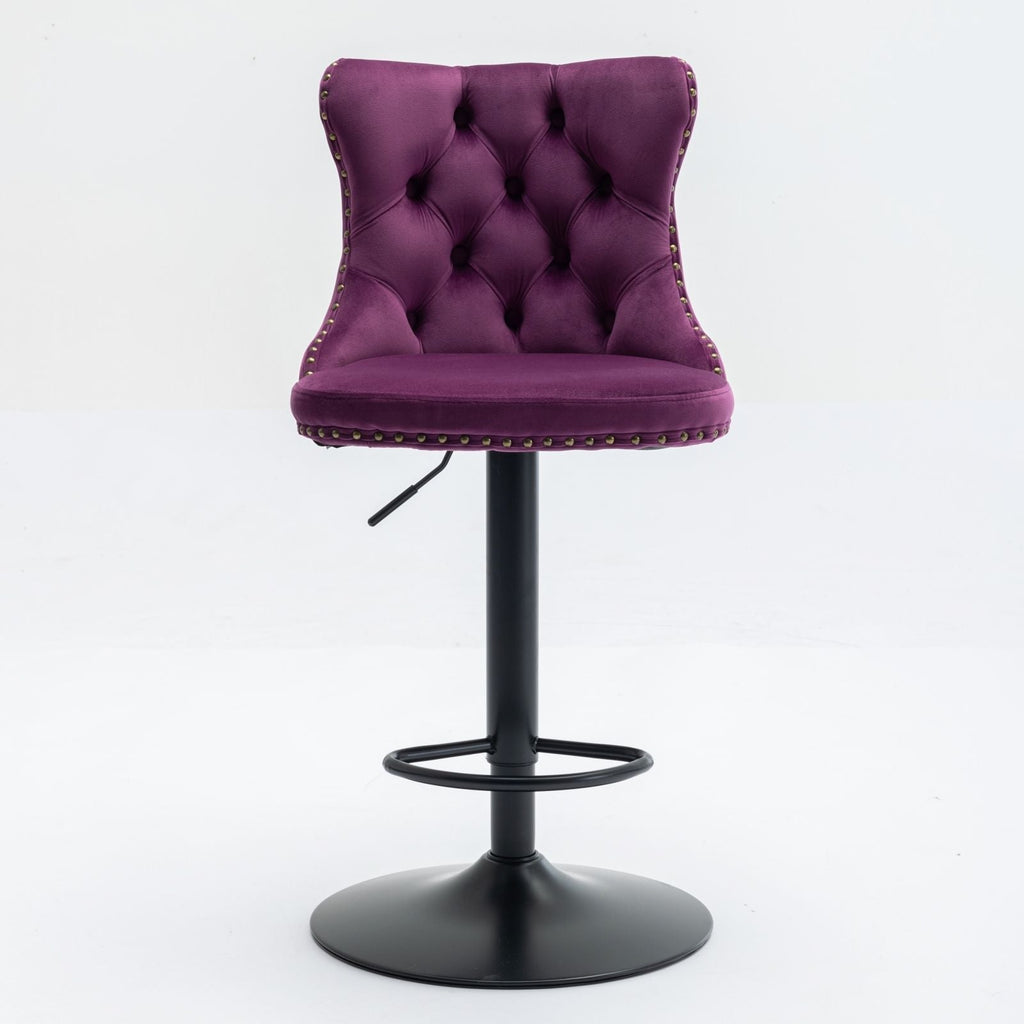 Modern Adjustable Swivel Barstools with Tufted Back - Multiple Colors (Set of 2)