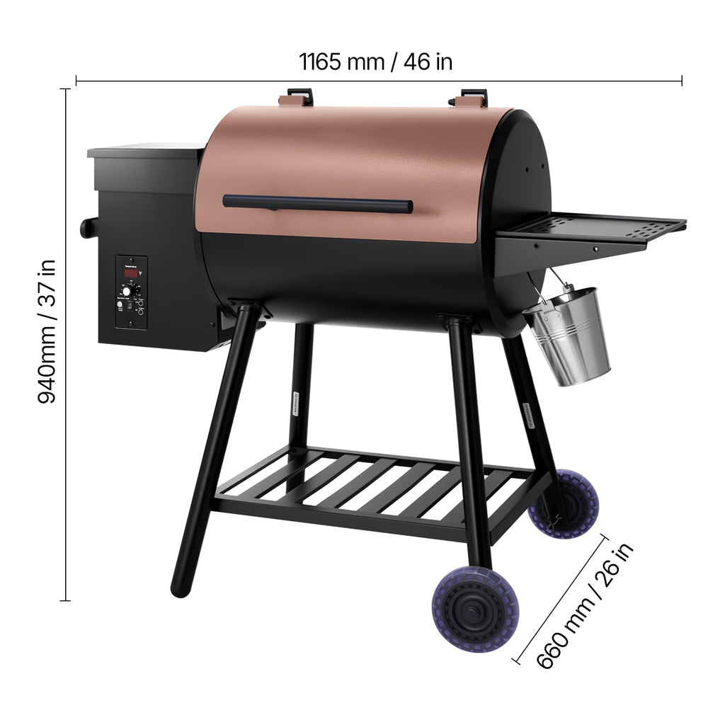 Wood Pellet Grill Smoker with Digital Controls - 456 Sq.In Cook Area