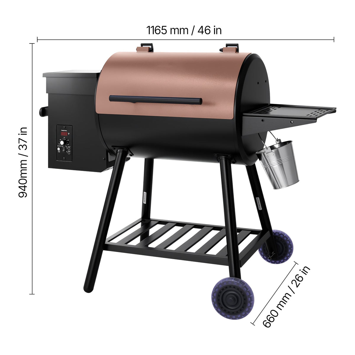 Wood Pellet Grill Smoker with Digital Controls - 456 Sq.In Cook Area