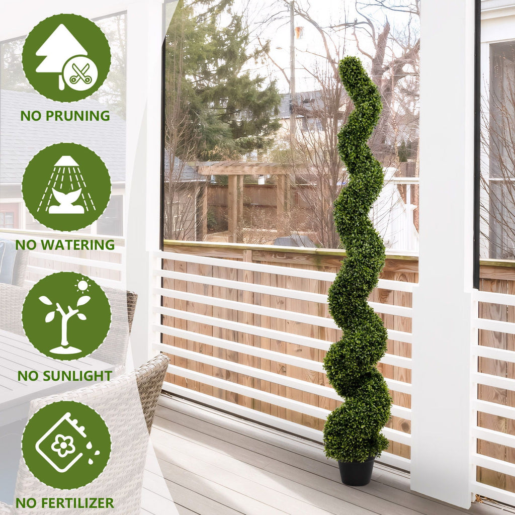 Artificial Outdoor UV Resistant Boxwood Topiary Spiral Tree - Green