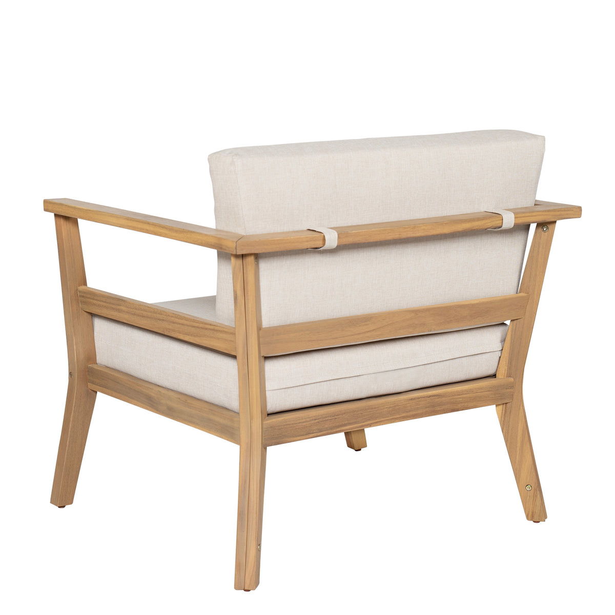 Acacia Wood Outdoor Club Chair with Arms - Removable Cushions