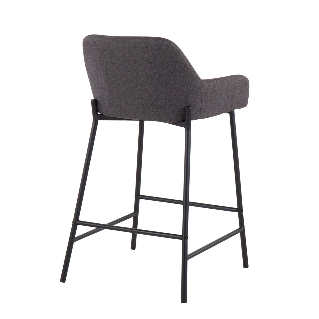 Industrial Fixed Height Counter Stool Set with Upholstered Seat - Multiple Colors