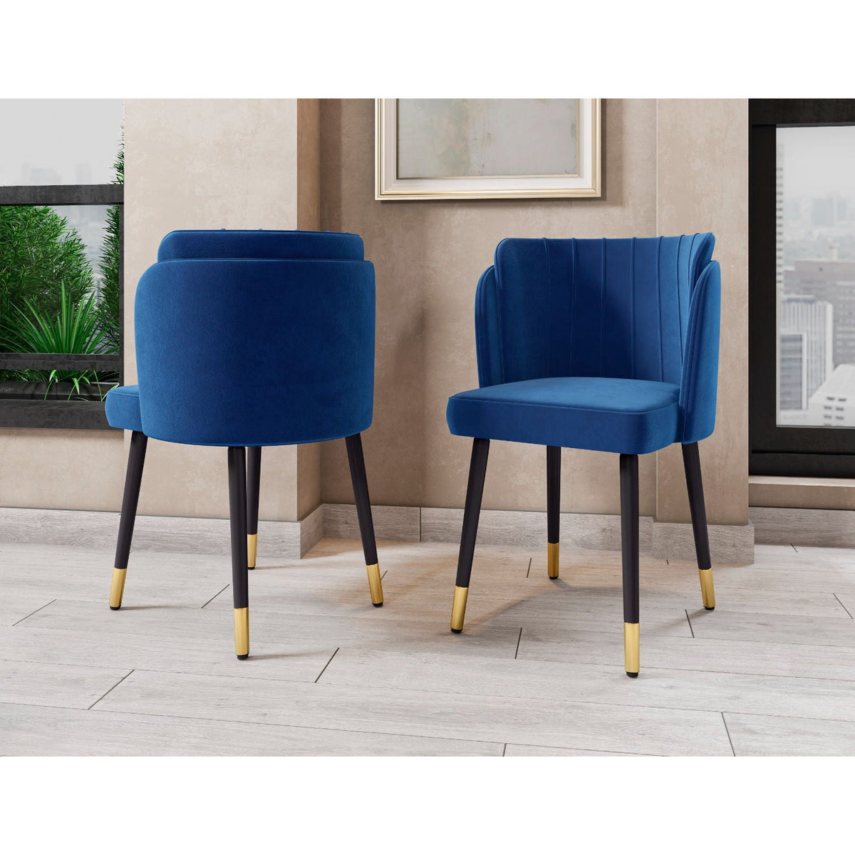 Modern Dining Chair with Solid Wood Frame and Wave Stitching - Multiple Colors