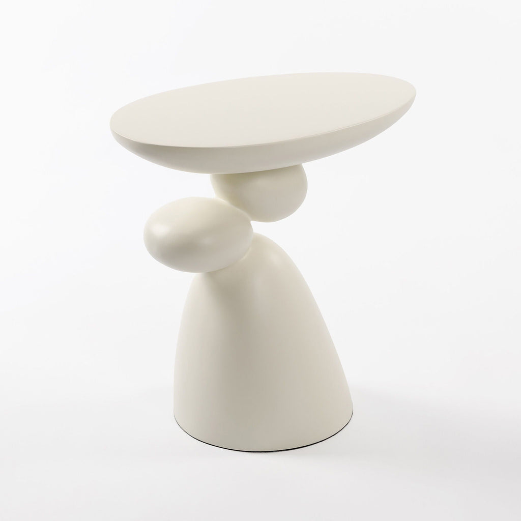 Lucky Stone Shaped Table with Sculptural Base – White, Black, or Gray