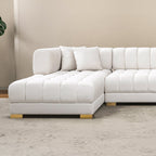 U Shape Corner Sofa with Solid Wood Frame and Plush Cushions - Beige
