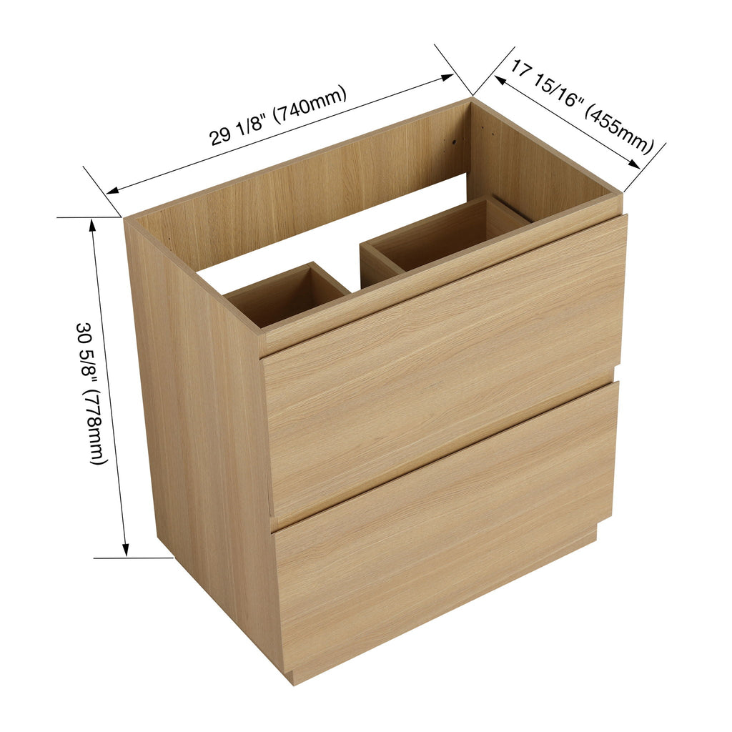 Modern Freestanding Bathroom Vanity Cabinet with Double Drawer - Light Brown or Dark Brown