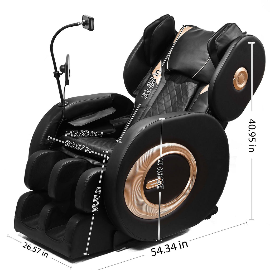 Automatic Massage Chair Recliner with Zero Gravity and Full Body Air Pressure - Black