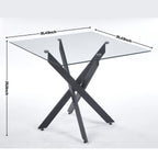 Modern Tempered Glass Dining Table with Cross Metal Legs - Multiple Colors