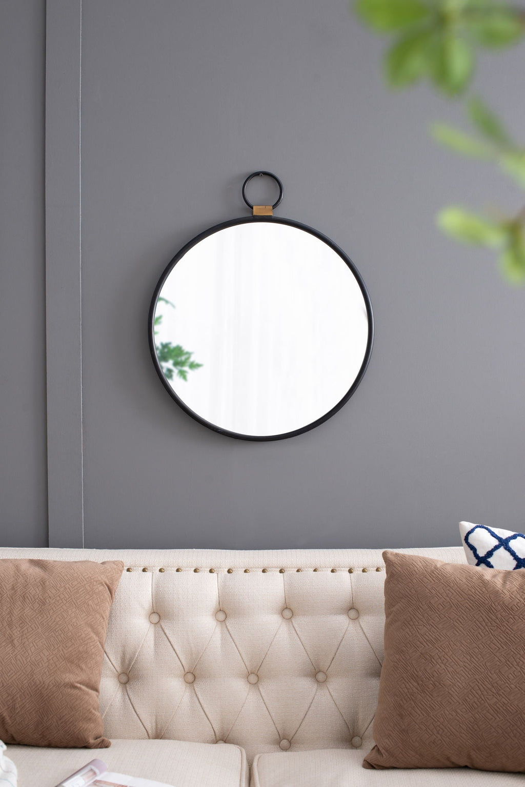 Black Contemporary Wall Mirror with Minimalist Frame - 24" W x 27.5" H